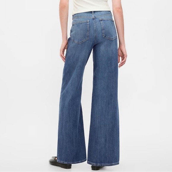 GAP Blue Denim High Rise Wide-Leg Jeans 100% Cotton Size 8/29R - Picture 2 of 9